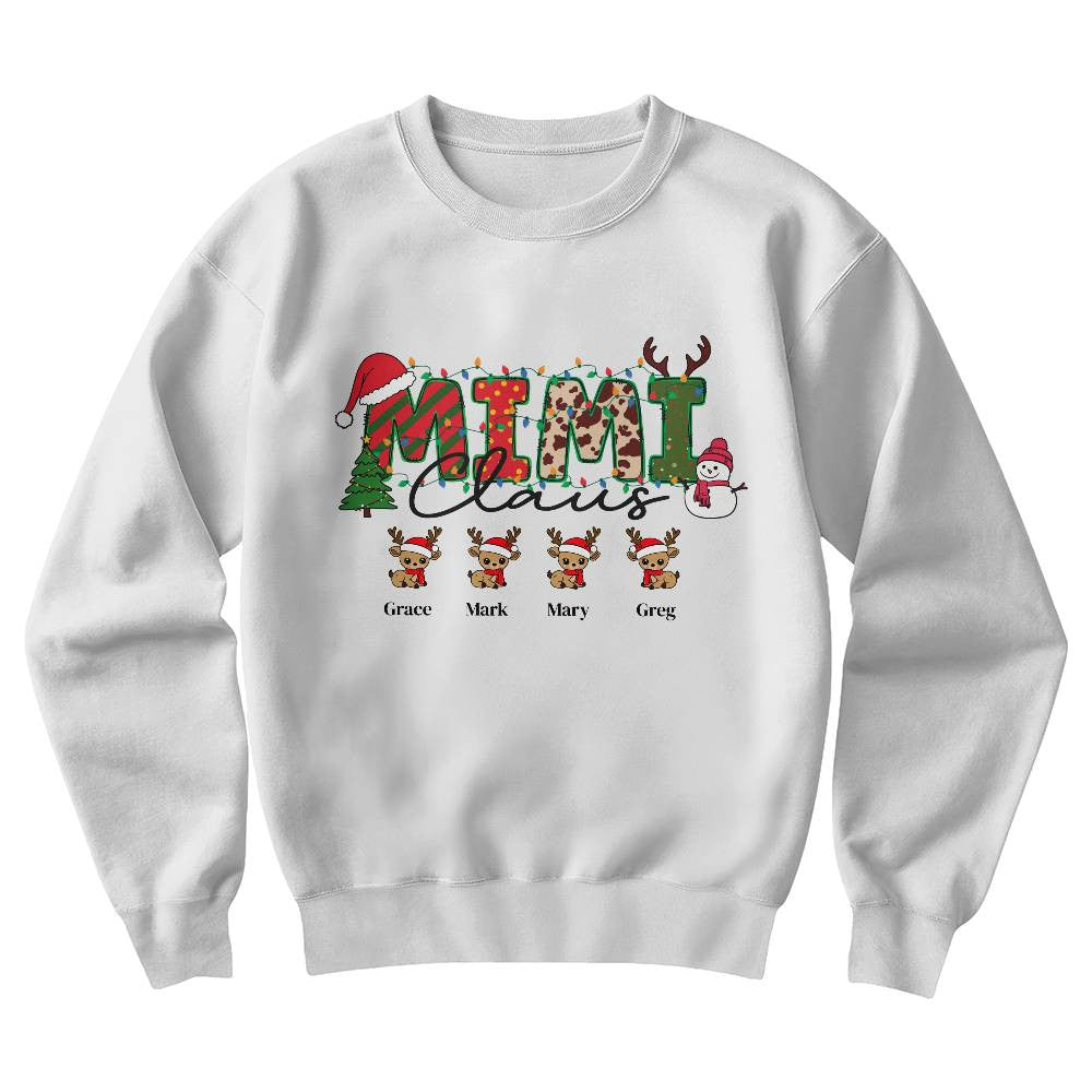 Personalized Mimi Claus Grandkids Crewneck Sweatshirt-[Heartfelt Family Gift]