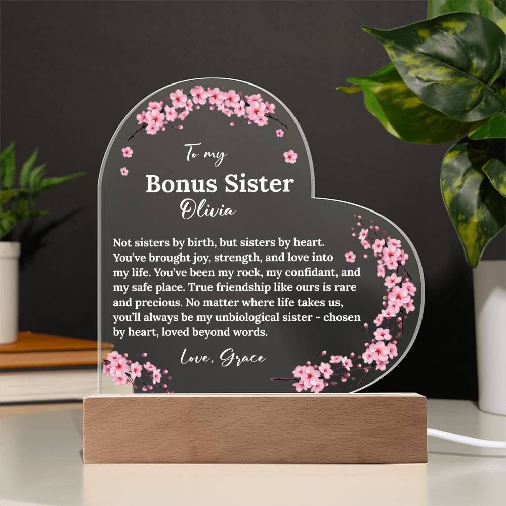 Bonus Sister in Heart Acrylic Heart Plaque