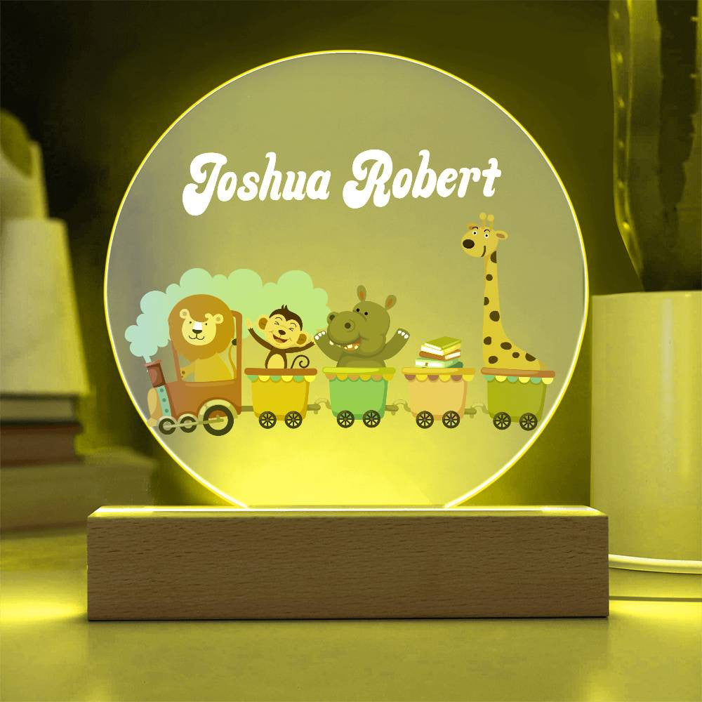 Safari Train Personalized Name Acrylic LED Nightlight-[Heartfelt Family Gift]