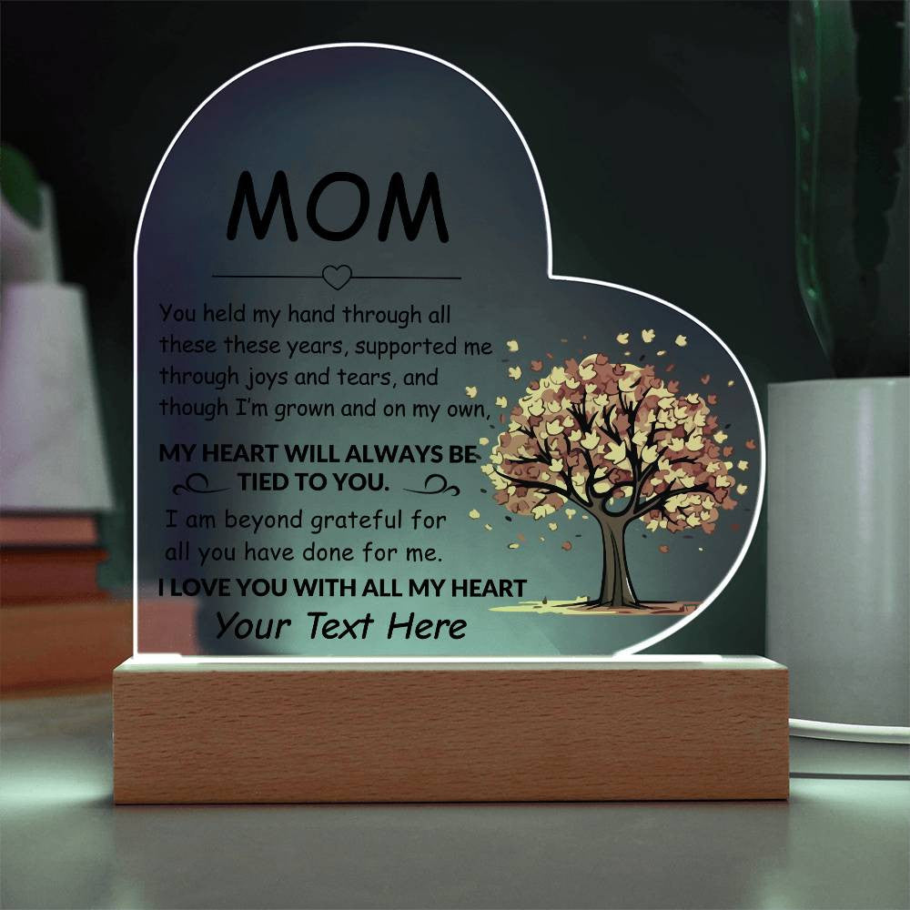 Mom Acrylic Heart Plaque Gift-[Heartfelt Family Gift]