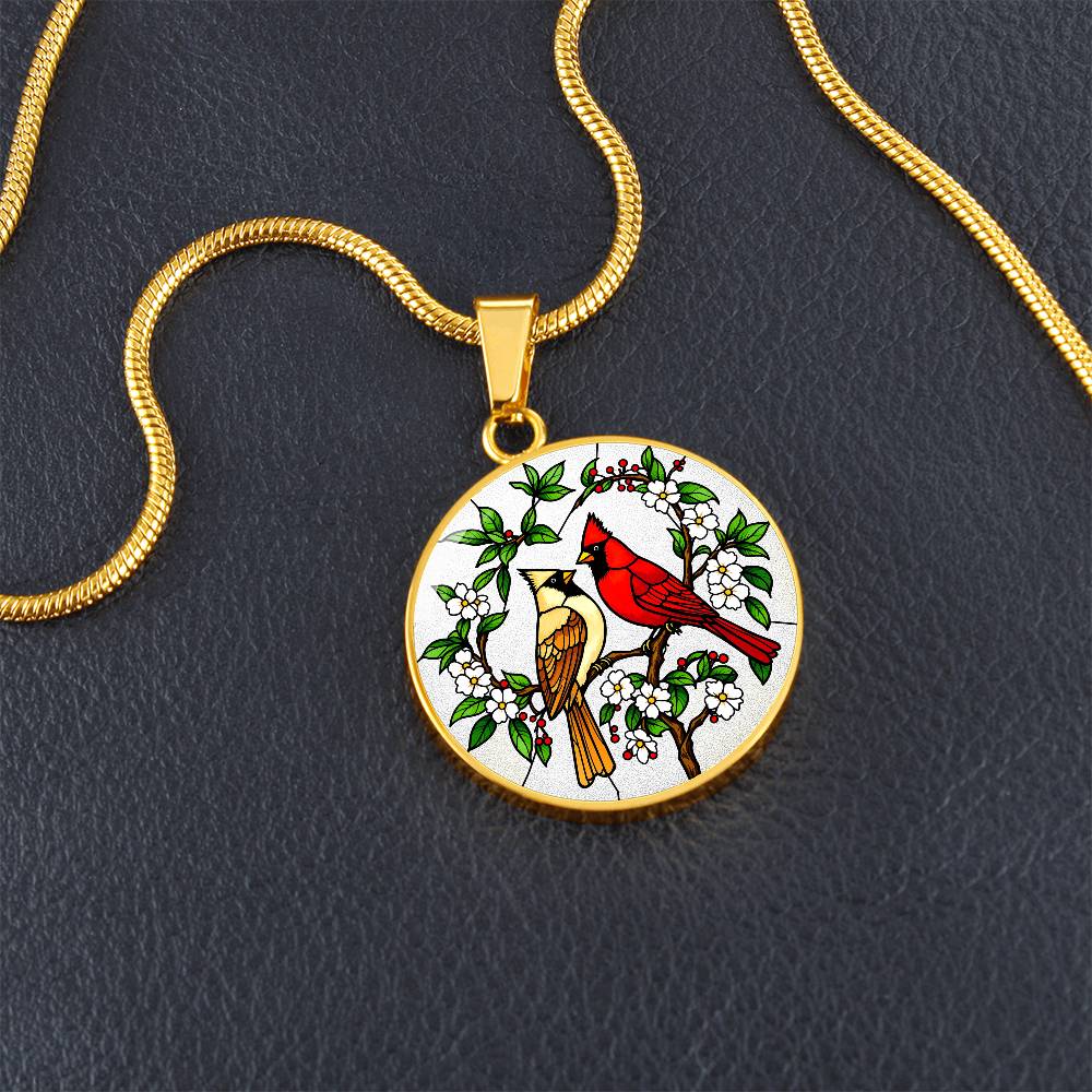 Cardinals Pendant Necklace Engraved