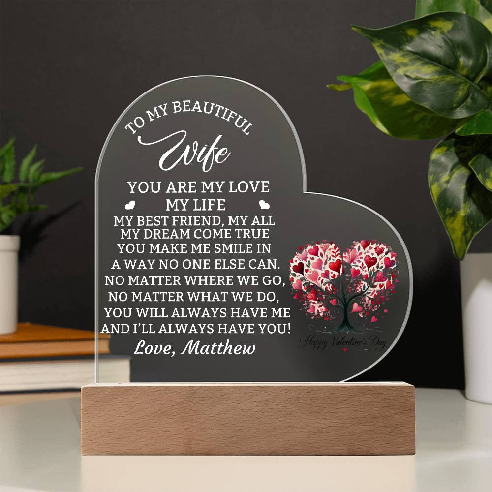 Valentines Day Acrylic Heart Gift for Wife-[Heartfelt Family Gift]