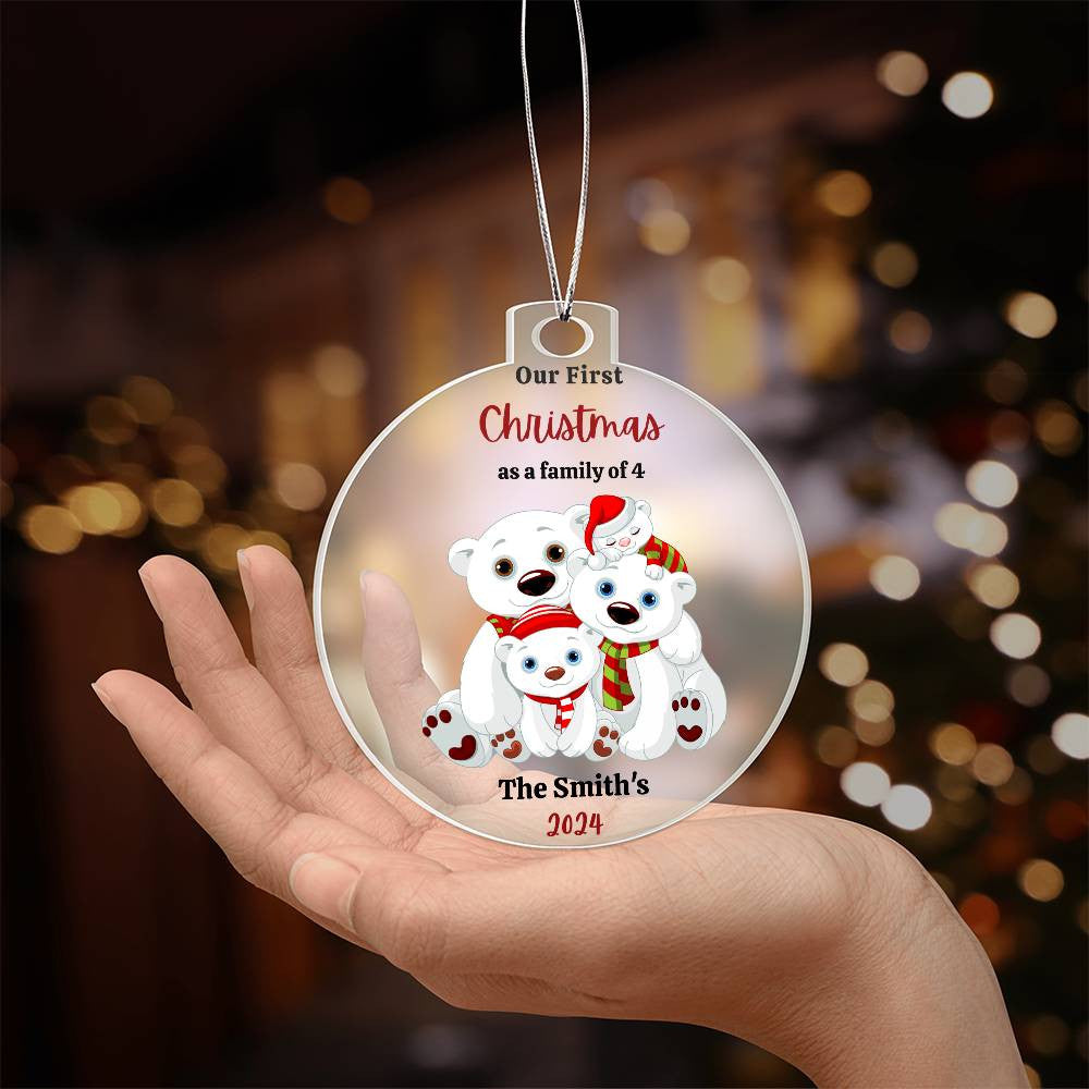 1st Christmas as a family of 4 Polar Bear Ornament-[Heartfelt Family Gift]
