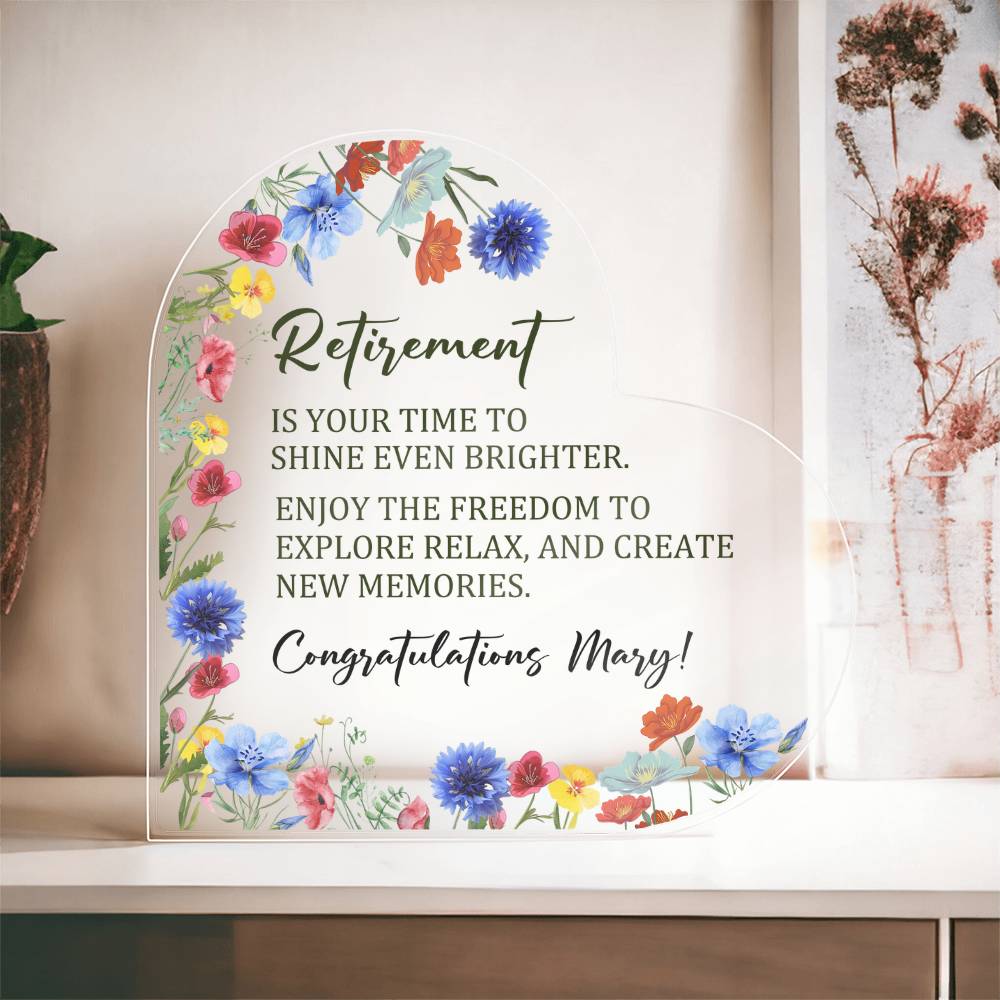 Retirement Acrylic Heart Plaque Gift