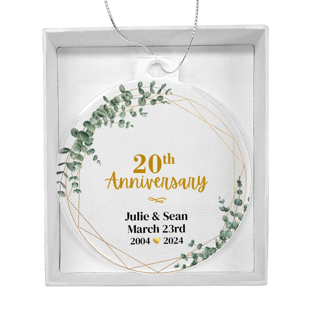 20th Wedding Anniversary Ornament