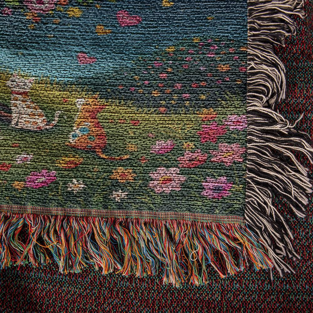 Cat Tree of Life Woven Cotton Throw Blanket-[Heartfelt Family Gift]