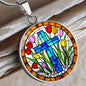 Cross and Tulip Floral Necklace with Engraving-[Heartfelt Family Gift]
