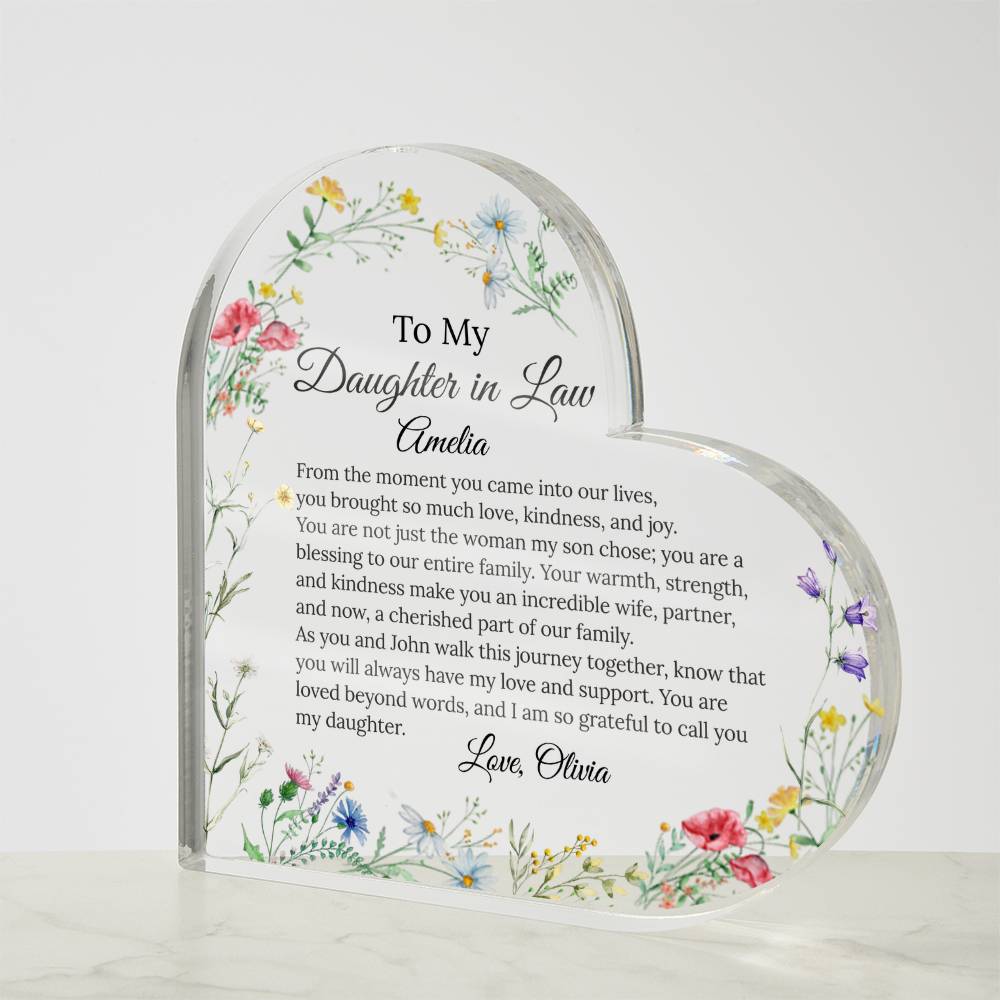 Personalized Heart Acrylic Plaque Gift for Daughter-In-Law