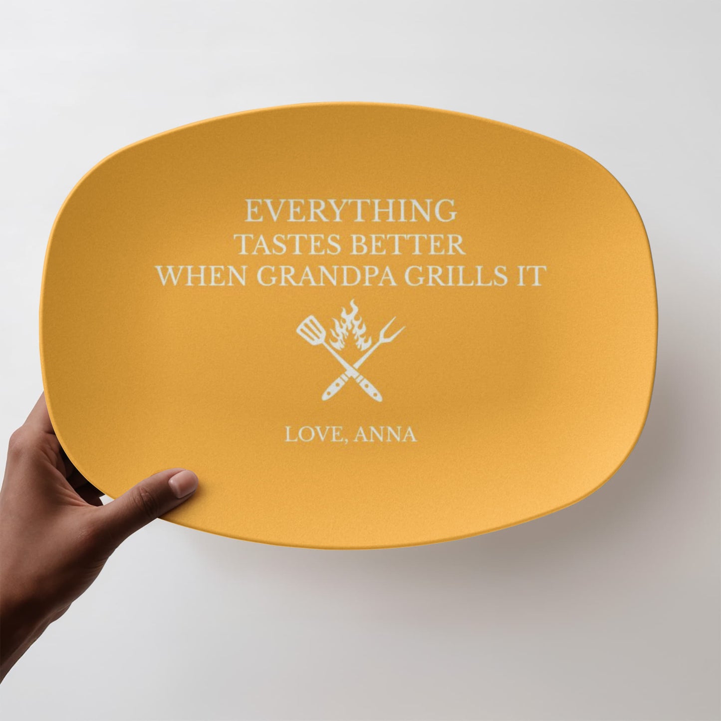 Personalized BBQ Platter, Gift for Dad, Everything Tastes Better Plate, Custom Grill Plate, Dad Grilling Gift, Father's Day Present