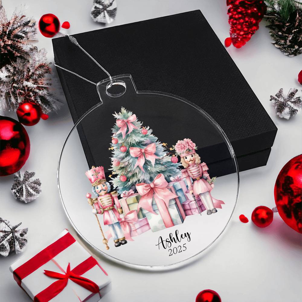 Nutcracker Coquette Bows Acrylic Christmas Ornament