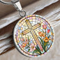 Floral Cross Engraved Necklace-[Heartfelt Family Gift]