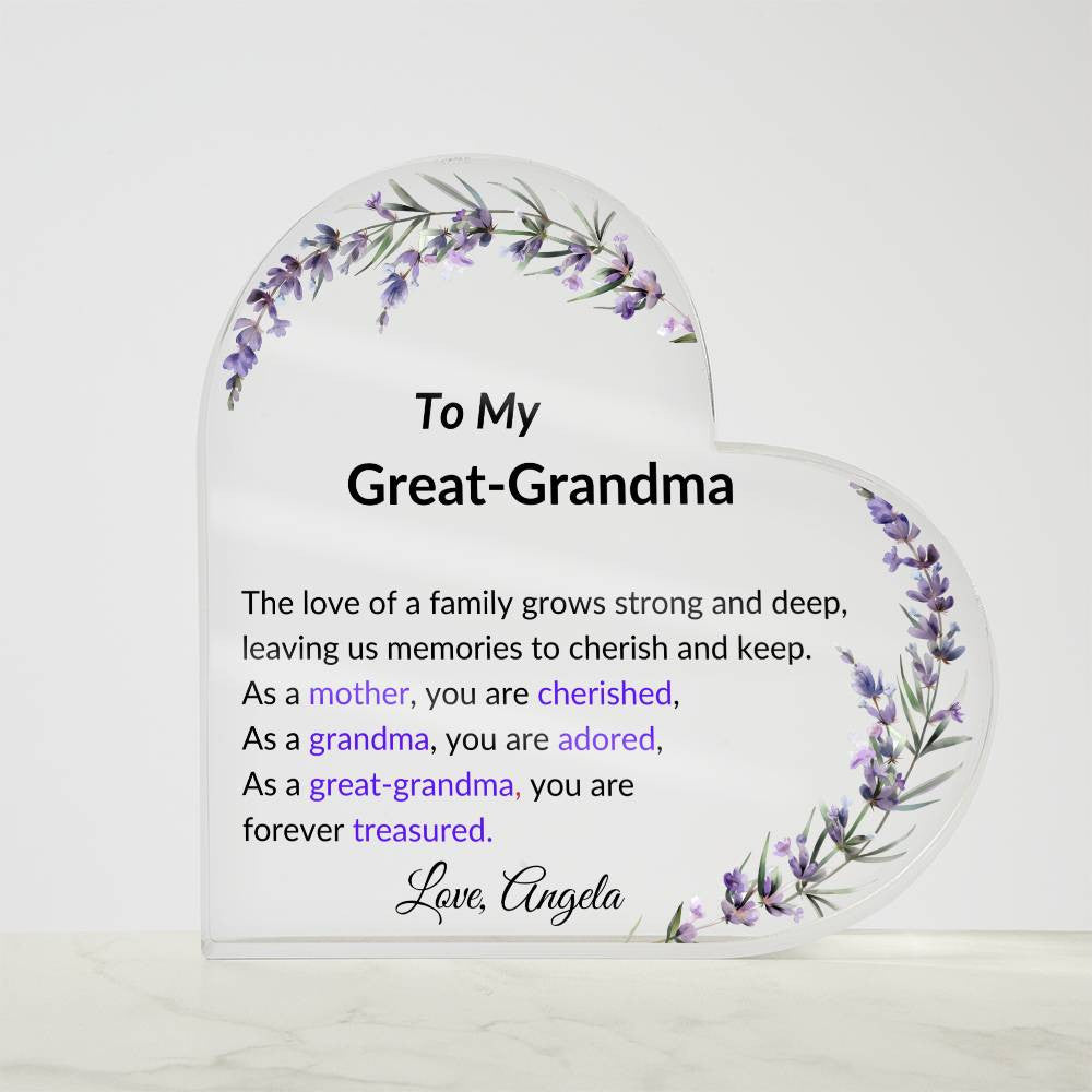Great Grandma Acrylic Heart Plaque-[Heartfelt Family Gift]
