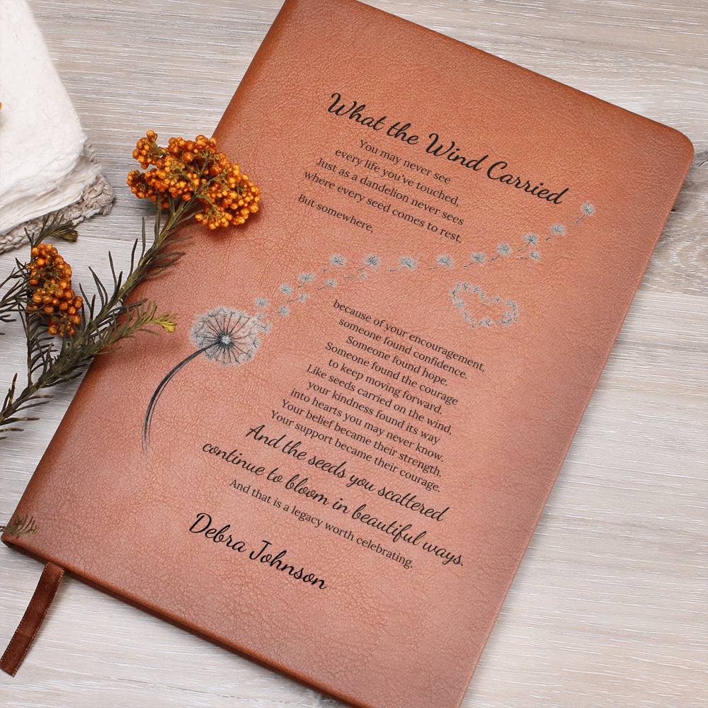 What The Wind Carried Dandelion Thank You Journal Gift