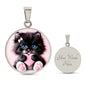 Cat heart Pendant Necklace with Engraving-[Heartfelt Family Gift]