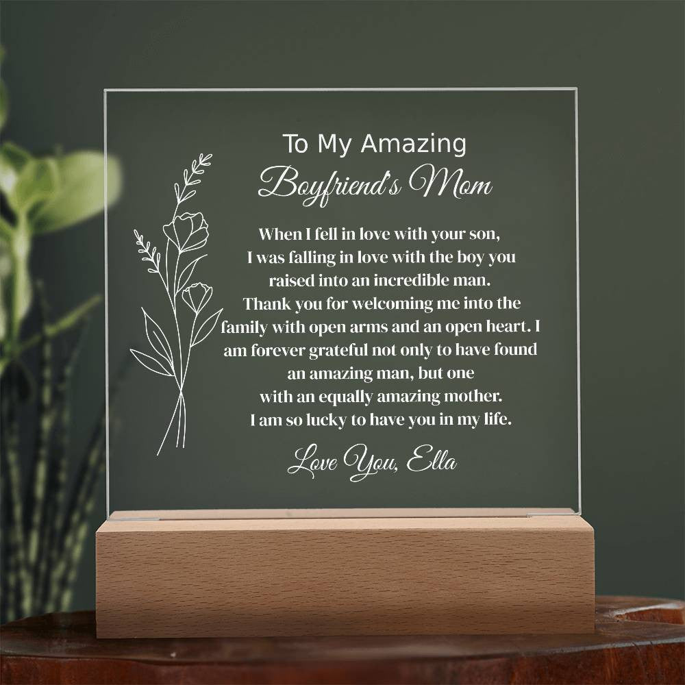 Personalized Boyfriend's Mom Lighted Plaque