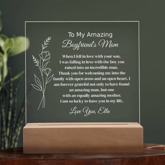 Personalized Boyfriend's Mom Lighted Plaque