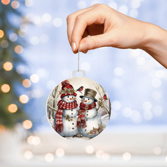 Snowmen Acrylic Christmas Ornament-[Heartfelt Family Gift]