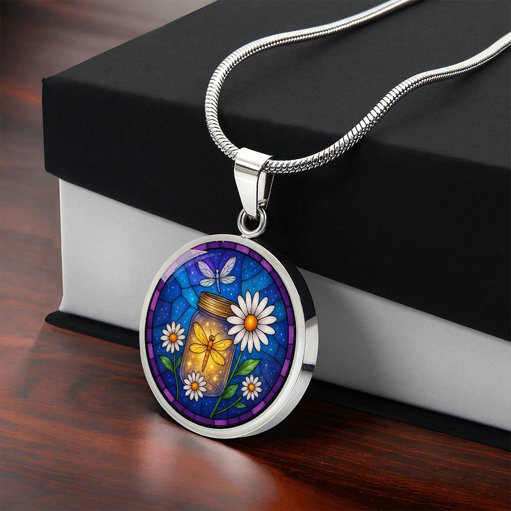 Dragonfy Floral Necklace with Engraving