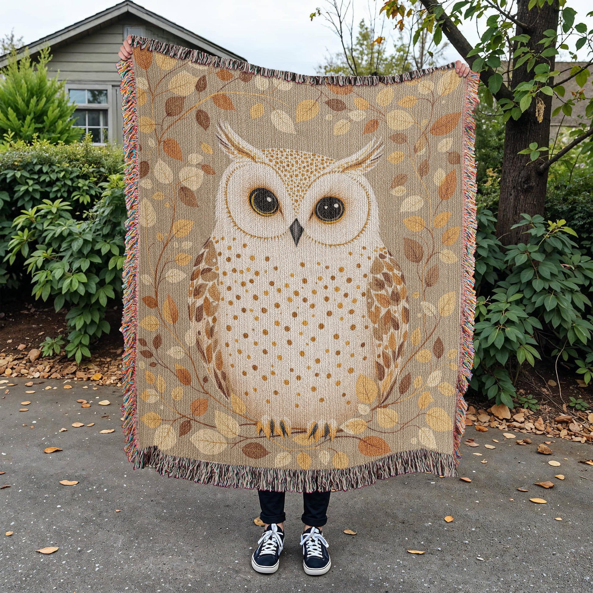 Owl Woven Cotton Throw Blanket-[Heartfelt Family Gift]