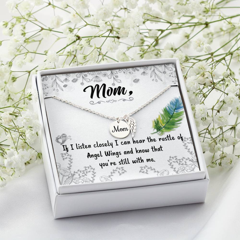 Mom Memorial Necklace Angel Wings-[Heartfelt Family Gift]