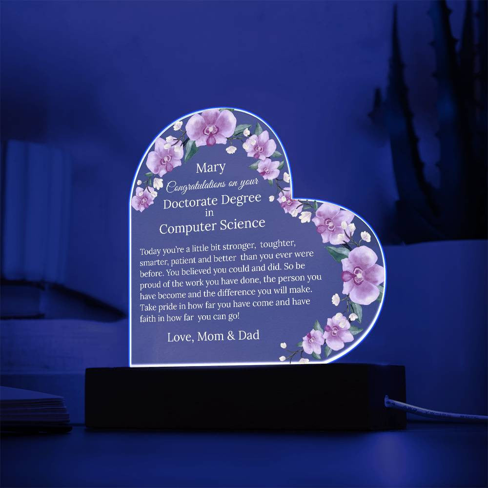 Personalized Doctorate Degree Graduation Plaque