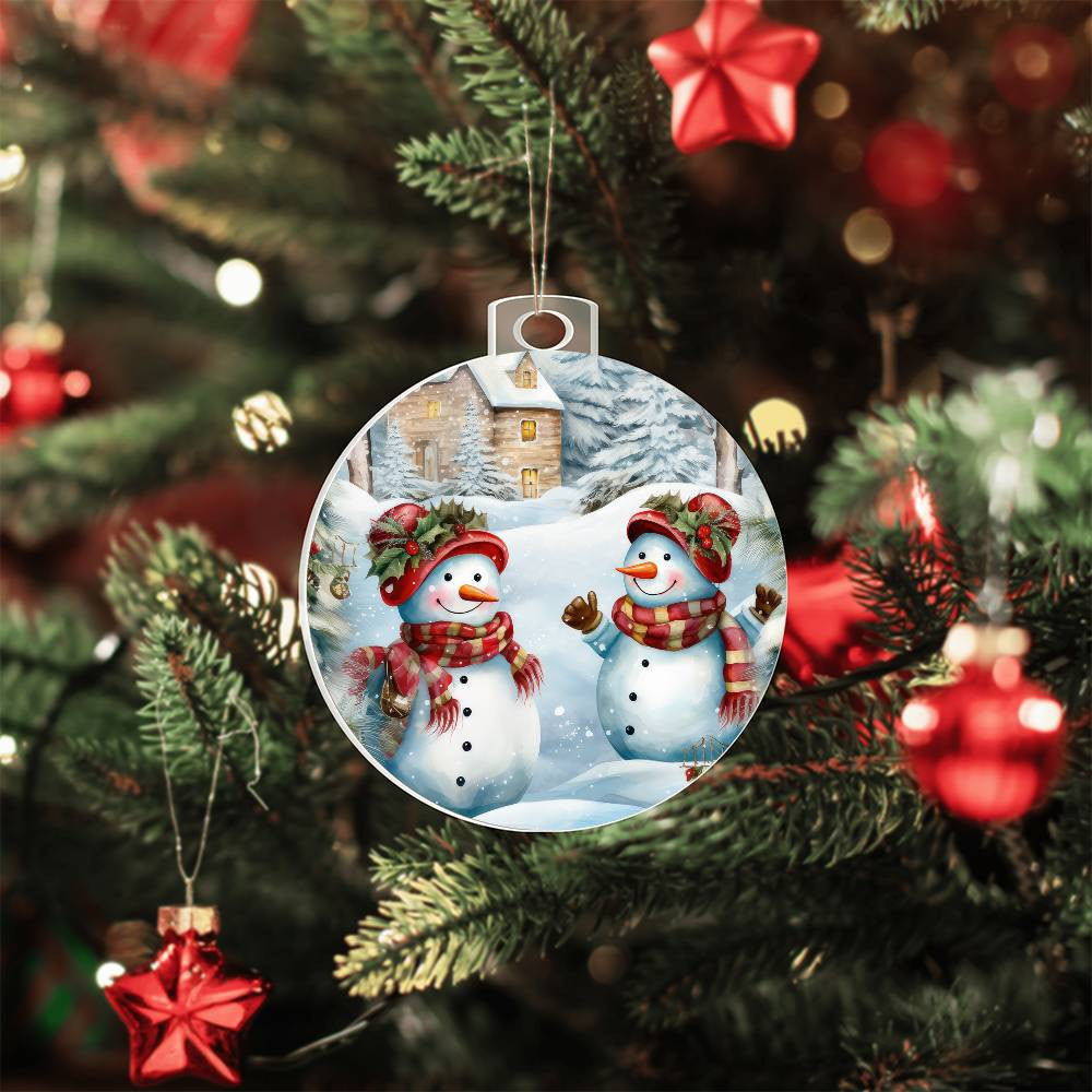 Snowmen Acrylic Christmas Ornament-[Heartfelt Family Gift]