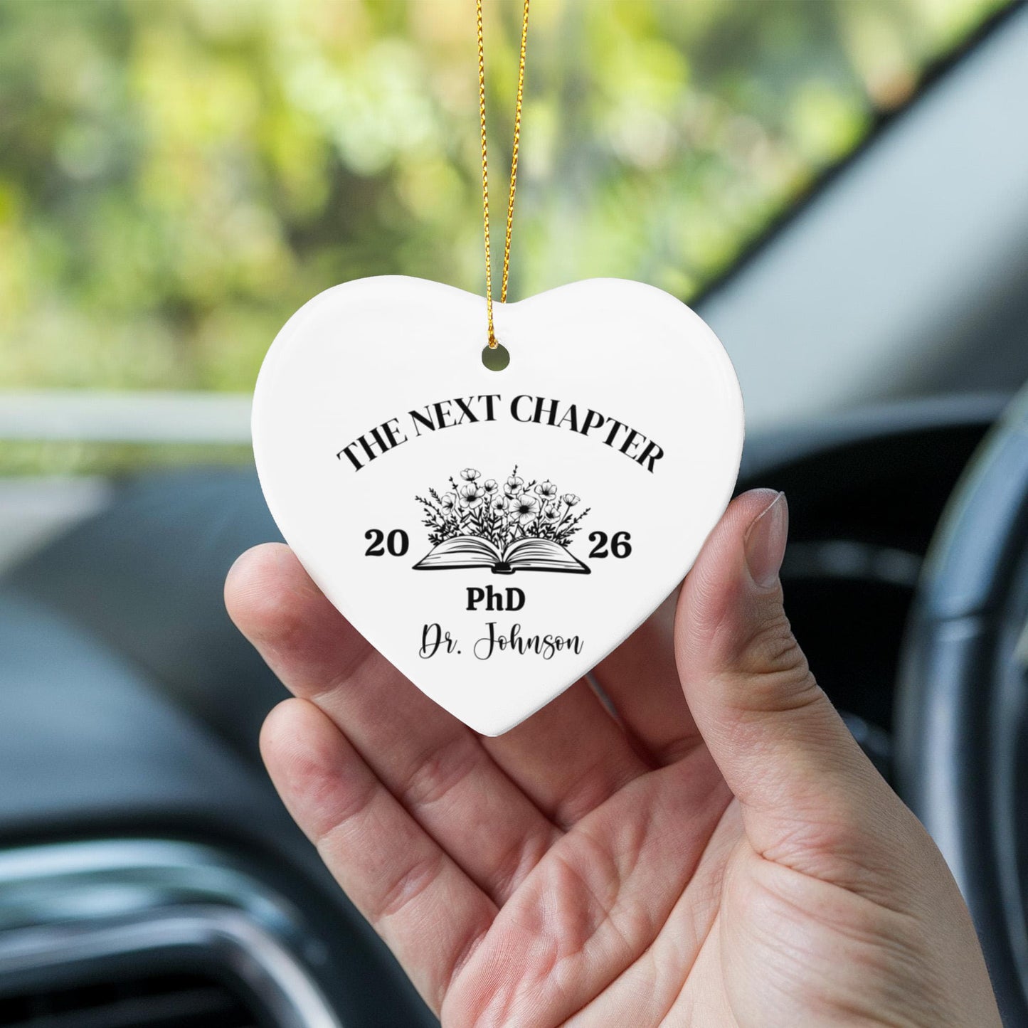 Personalized Next Chapter Ceramic Heart Ornament