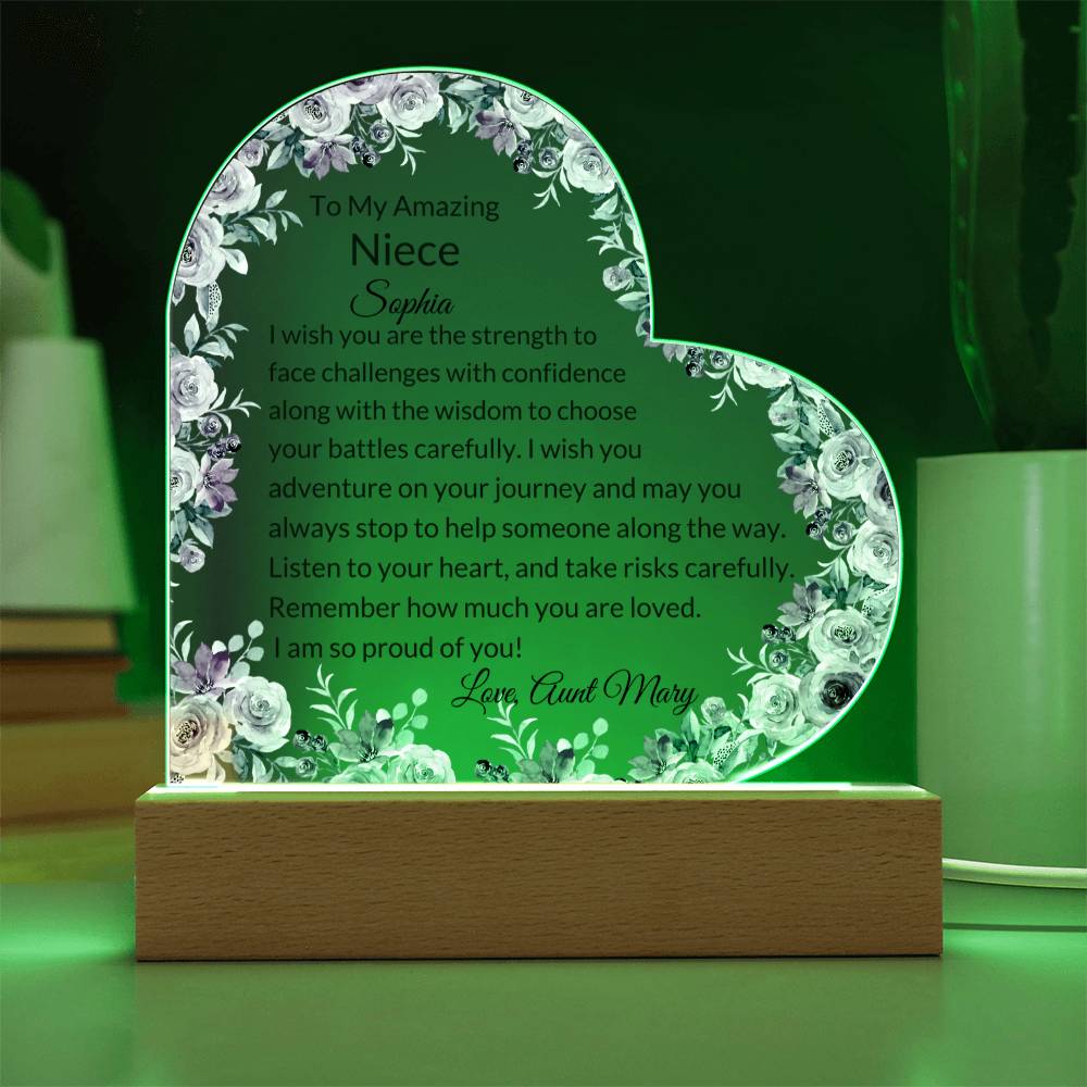 Niece Personalized LED  Heart Plaque