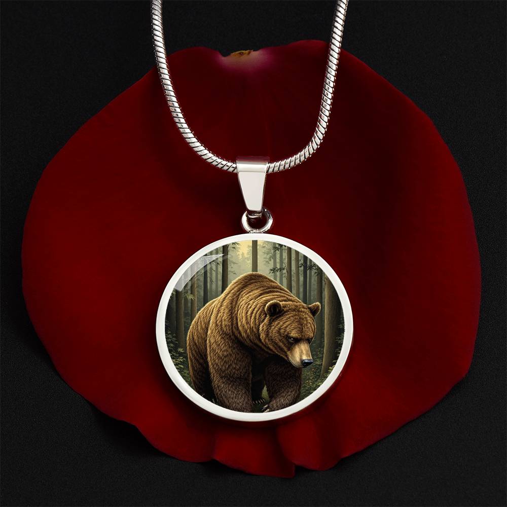 Personalized Brown Bear Pendant Necklace