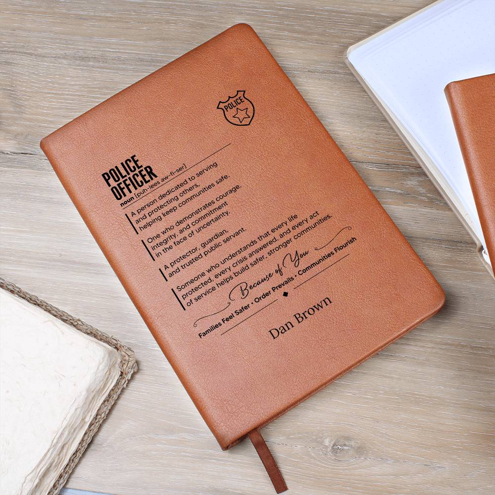 Police Officer Appreciation Journal, Personalized Leather Notebook, Graduation Gift for Police Academy, Law Enforcement Present