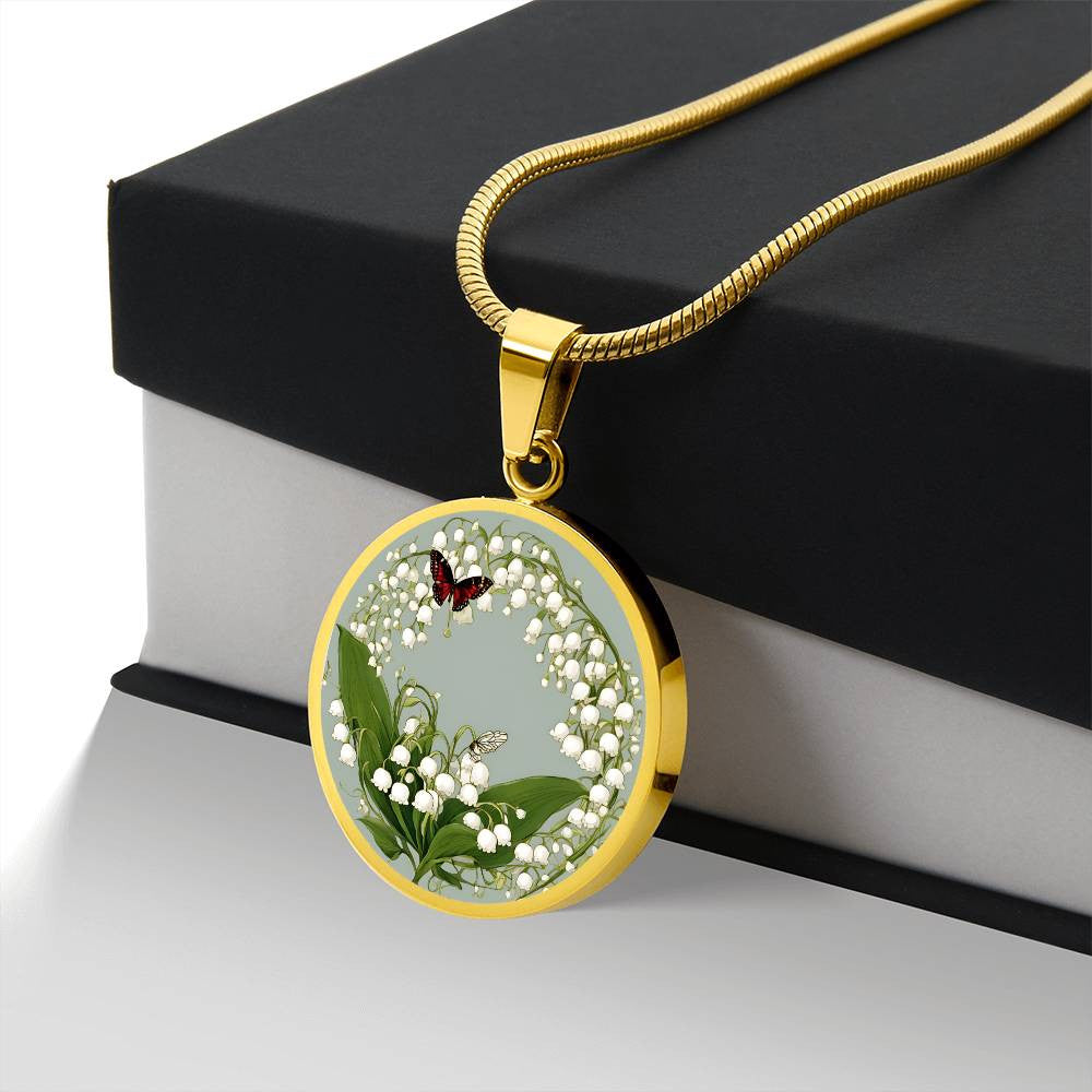 May Birth flower Necklace with butterfly and Lily of the valley-[Heartfelt Family Gift]
