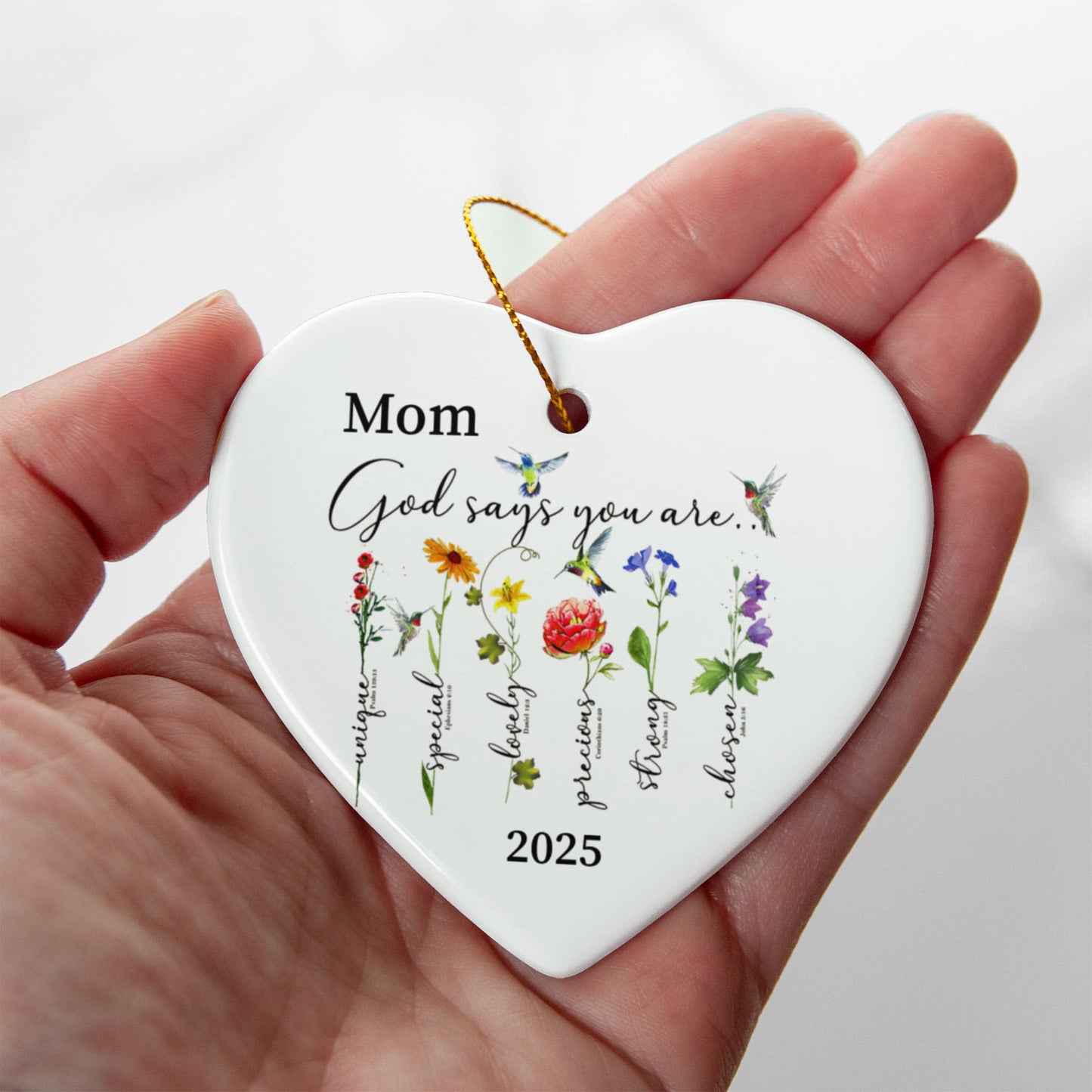 Mom Ceramic Heart Ornament
