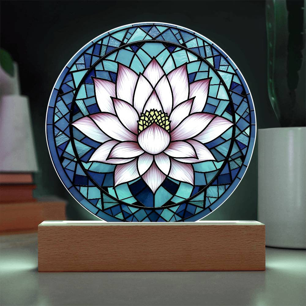 Lotus Flower Acrylic Nightlight Plaque-[Heartfelt Family Gift]