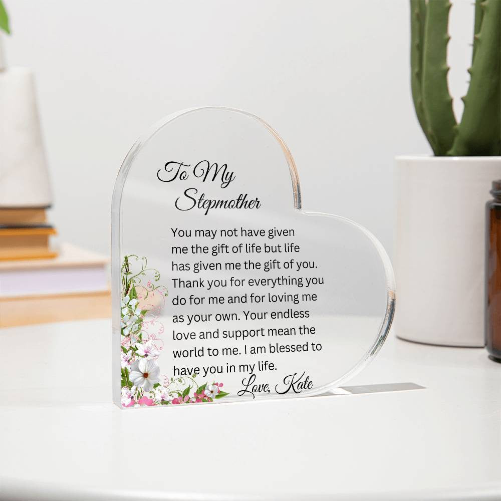 To My Stepmom Acrylic Heart Gift-[Heartfelt Family Gift]