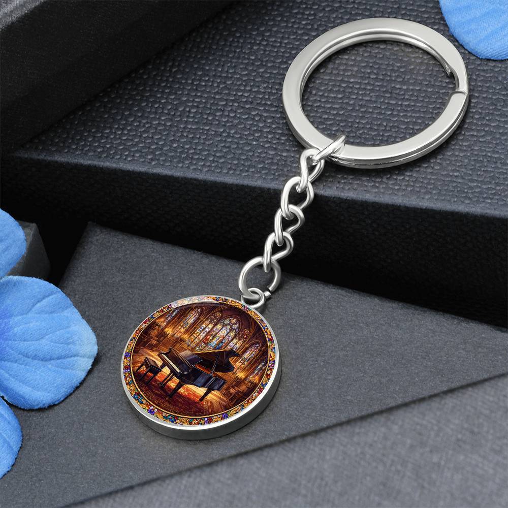 Grand Piano Necklace Pendant, Stained Glass Inspired Jewelry, Music Lover Gift, Elegant Piano Keychain, Unique Bracelet Charm, Gift for Pianists
