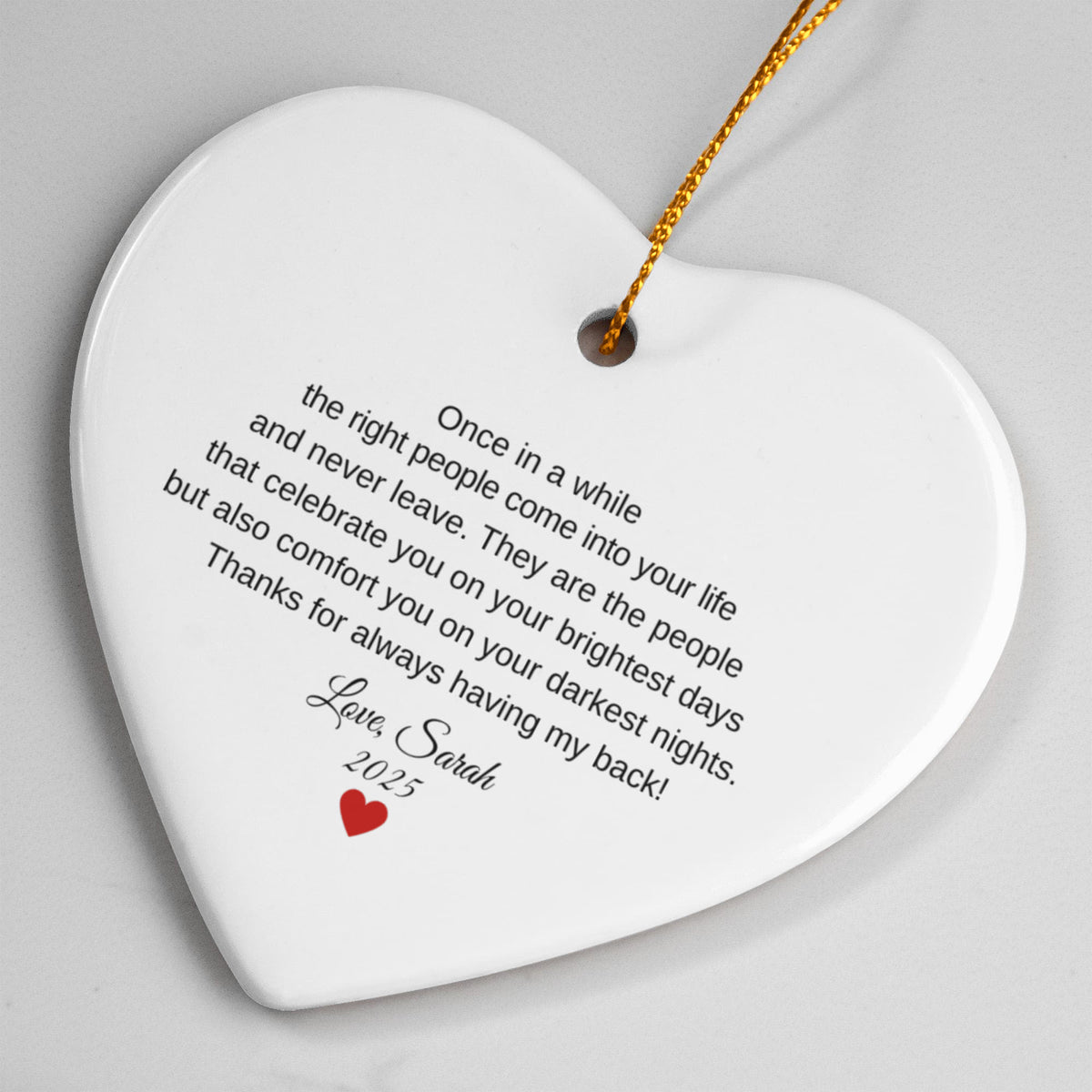 Friends Ceramic Heart Thank You Ornament