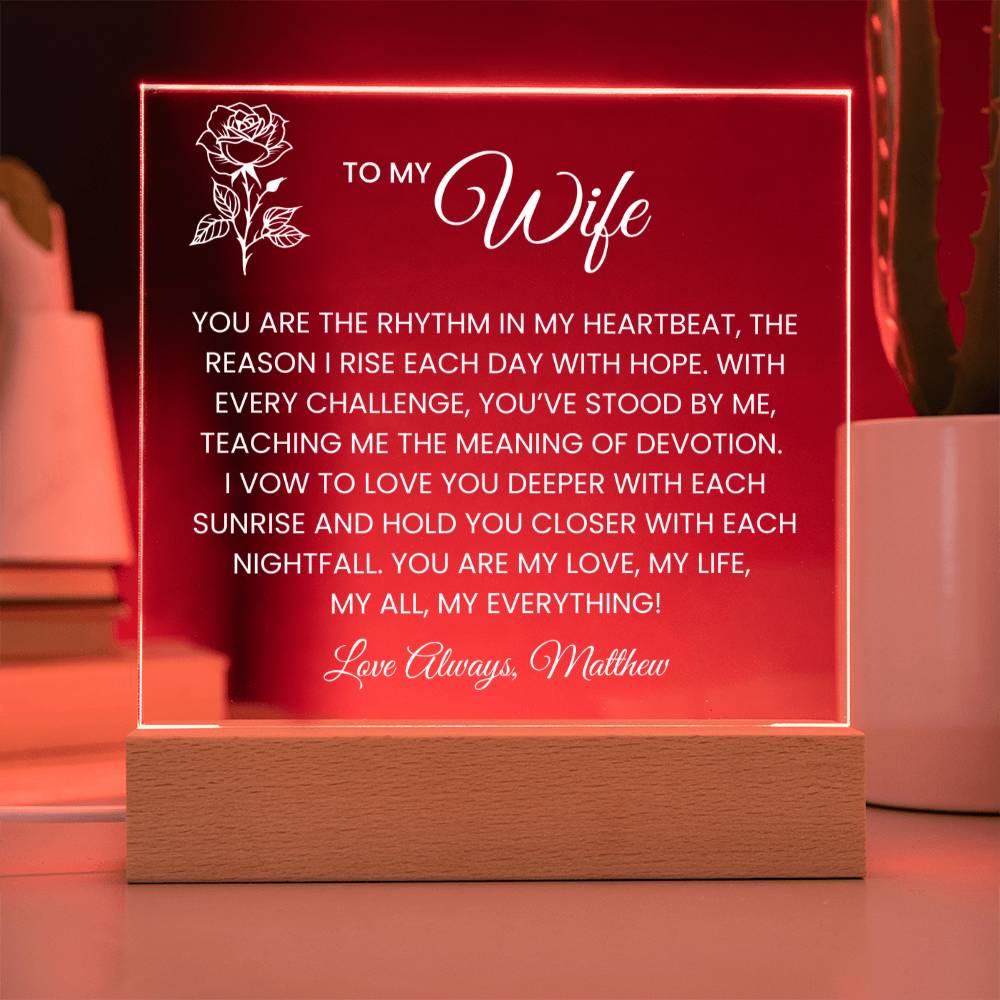 Wife Rose Plaque Gift