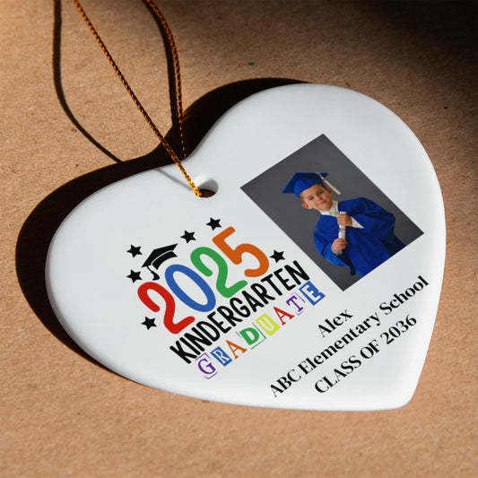 Kindergarten Graduation Ceramic Heart Ornament