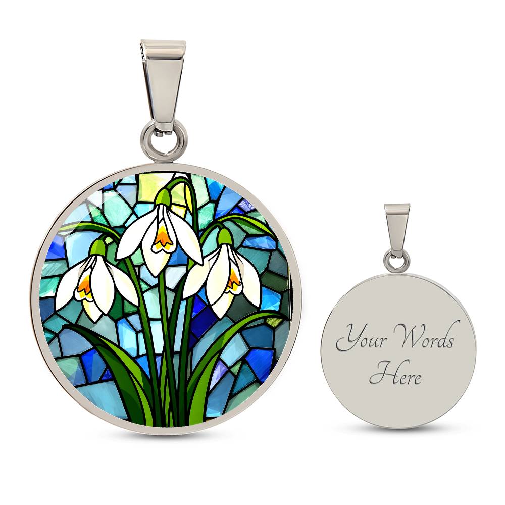 Lily of The Valley Floral Necklace with Engraving