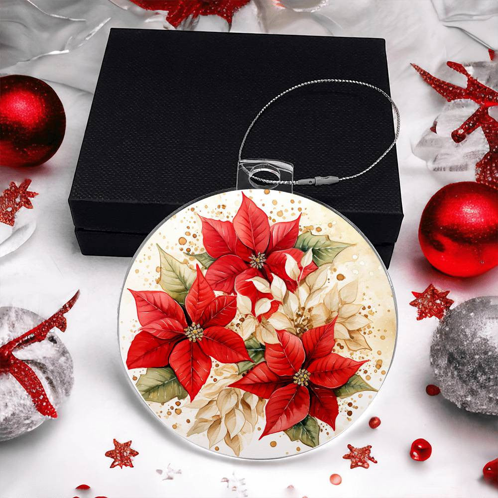 Poinsettia Penquin Acrylic Christmas Ornament-[Heartfelt Family Gift]