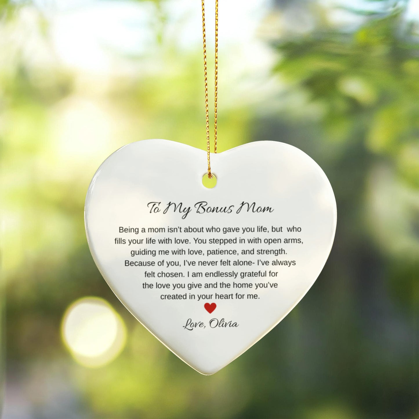 To My Second Mom Ceramic Heart Ornament