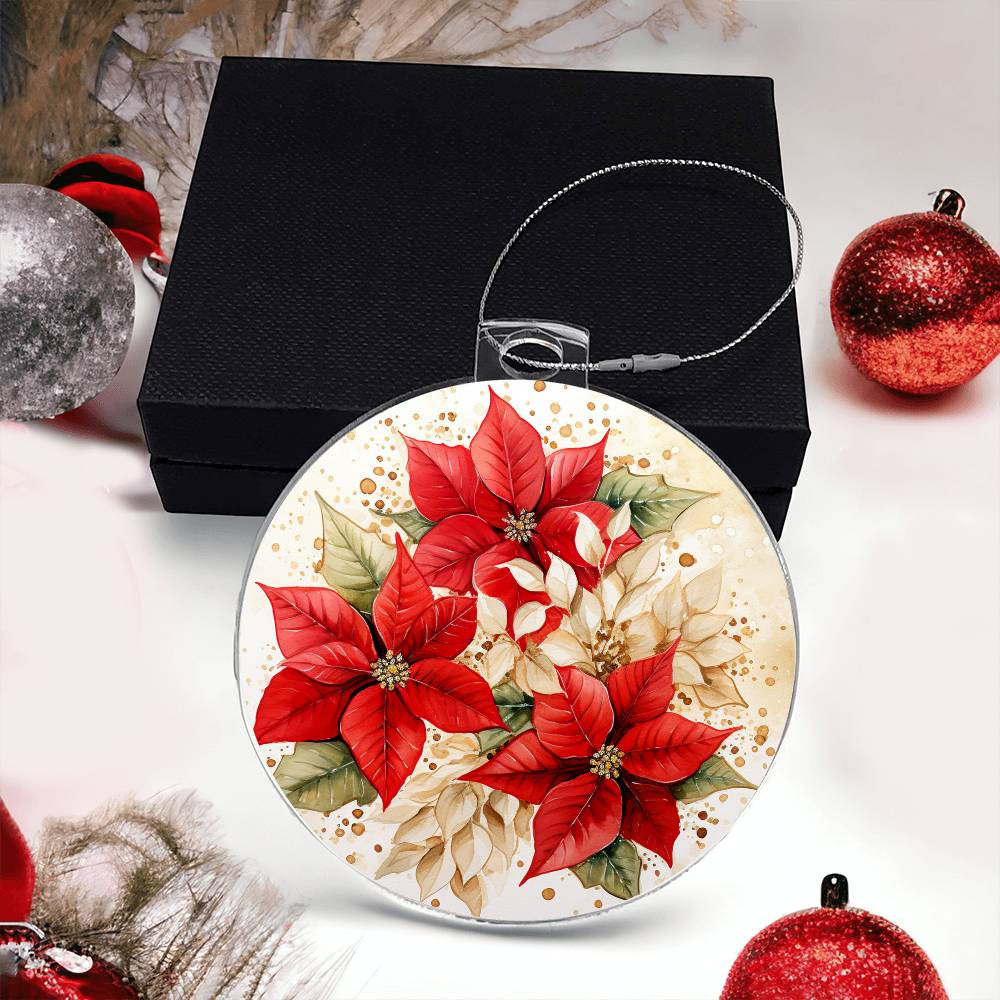 Poinsettia Penquin Acrylic Christmas Ornament-[Heartfelt Family Gift]