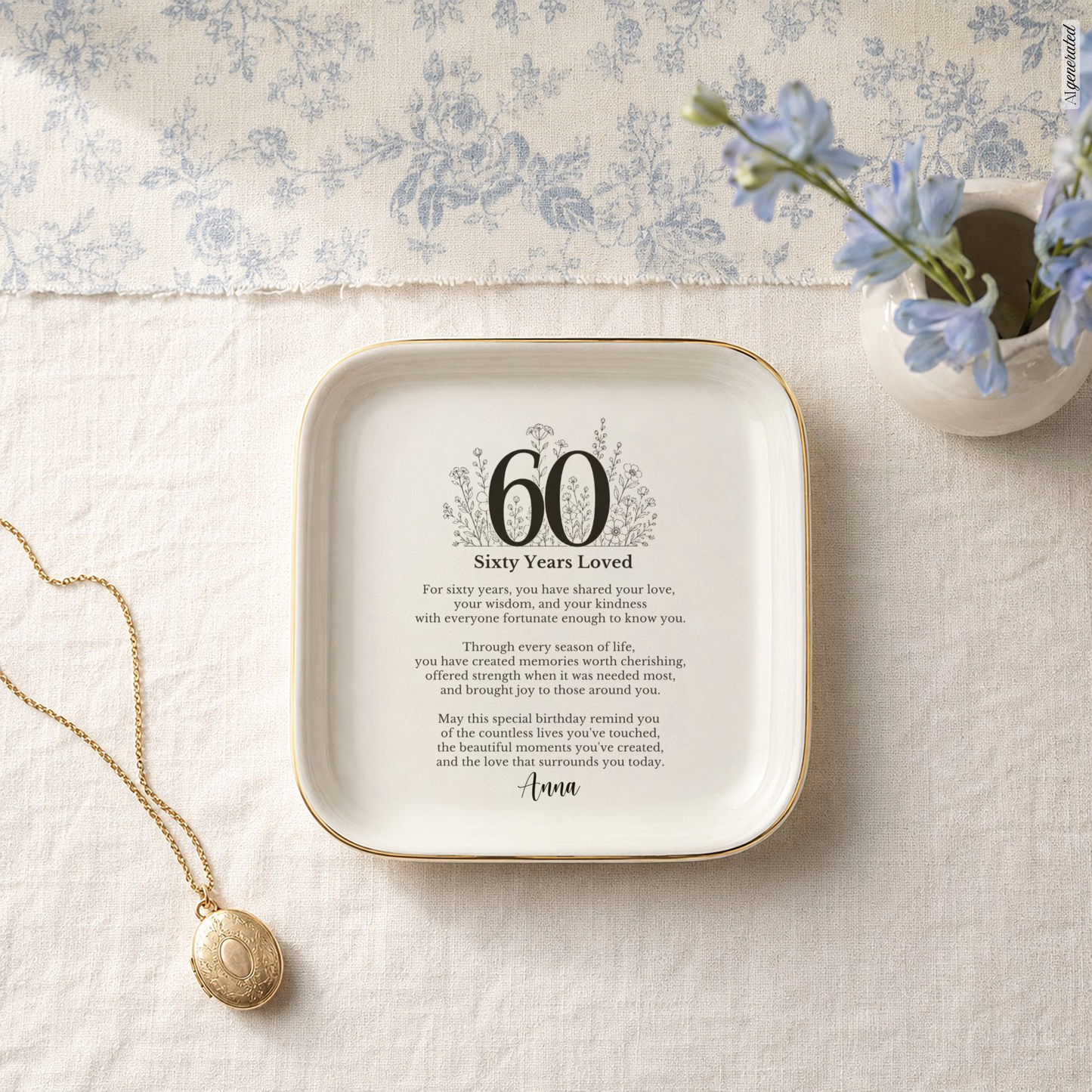 60th Birthday Jewelry Dish