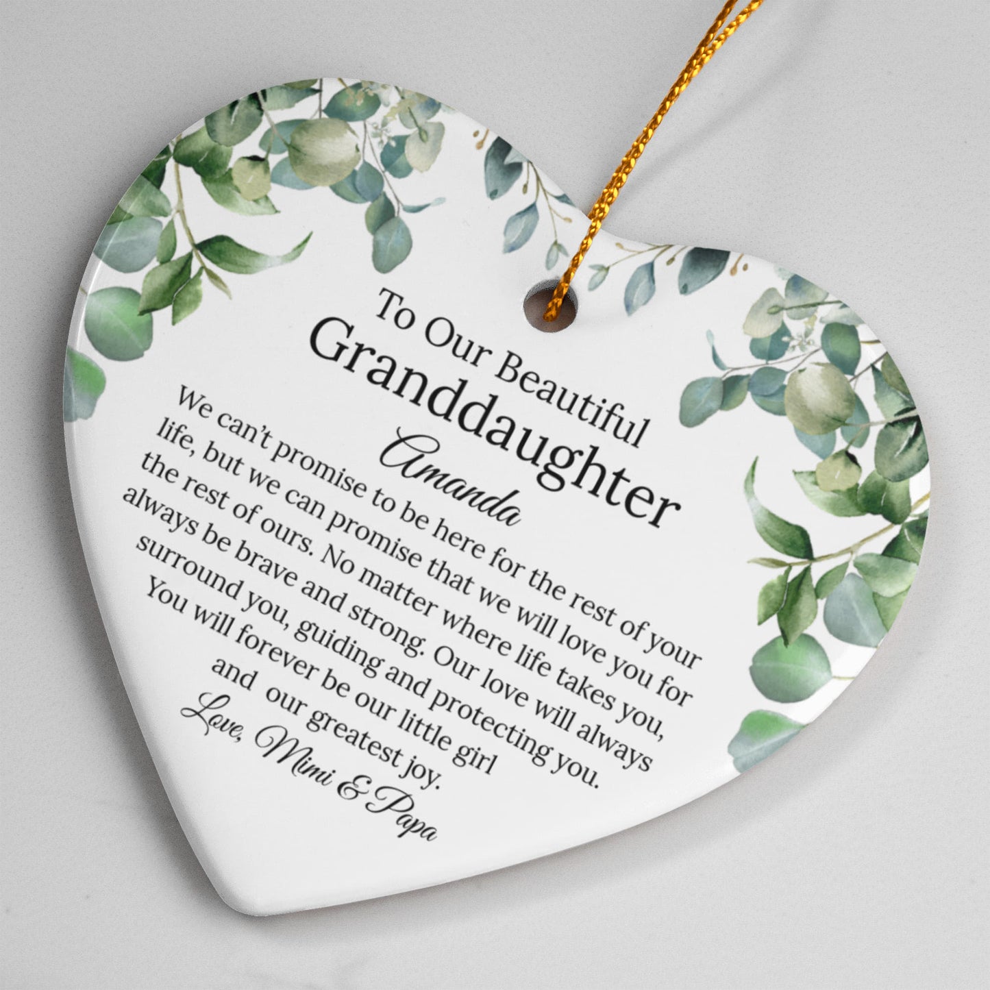 Granddaughter Ceramic Heart Ornament