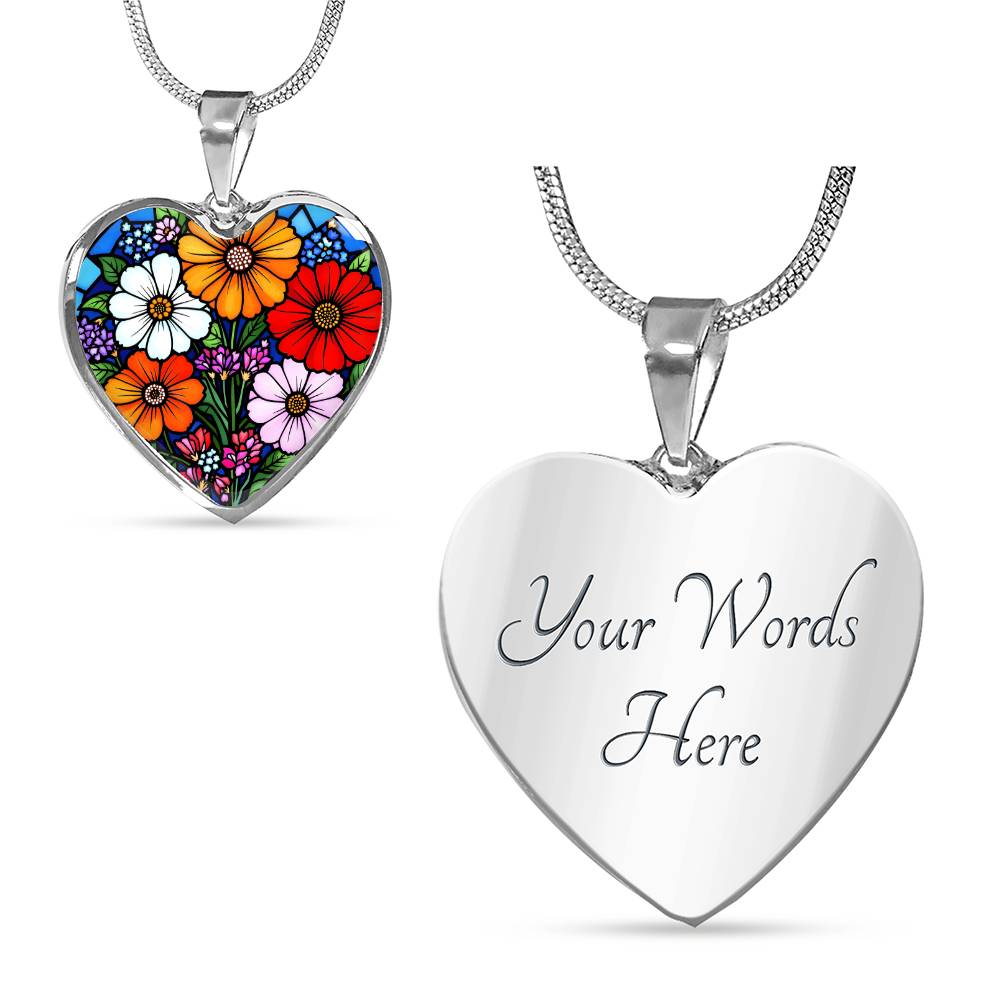 Floral Necklace with Engraving
