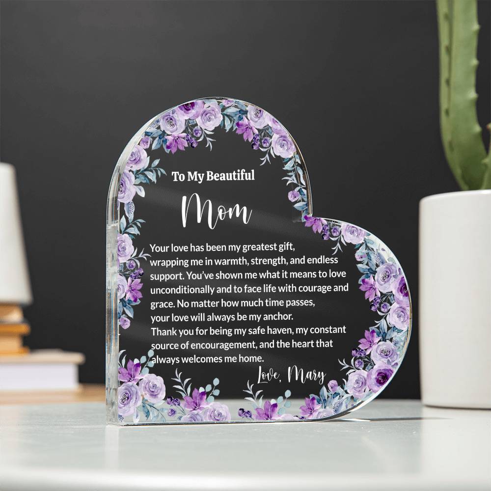 Mom Acrylic Heart Block