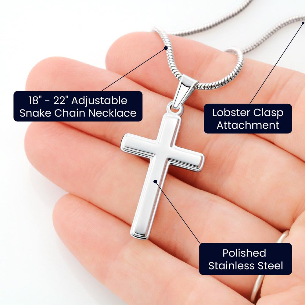 Dad Engraved Cross Necklace-[Heartfelt Family Gift]