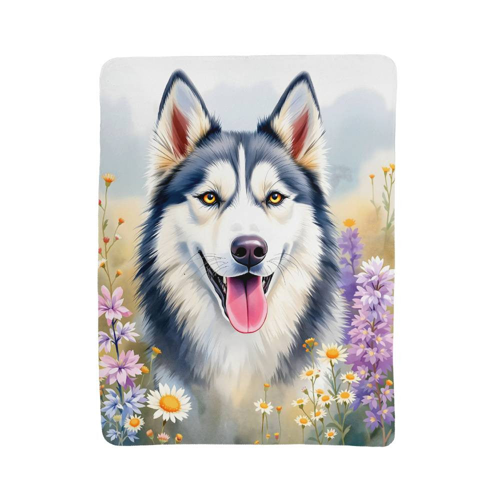 Husky Wildflower Floral Dog Blanket-[Heartfelt Family Gift]