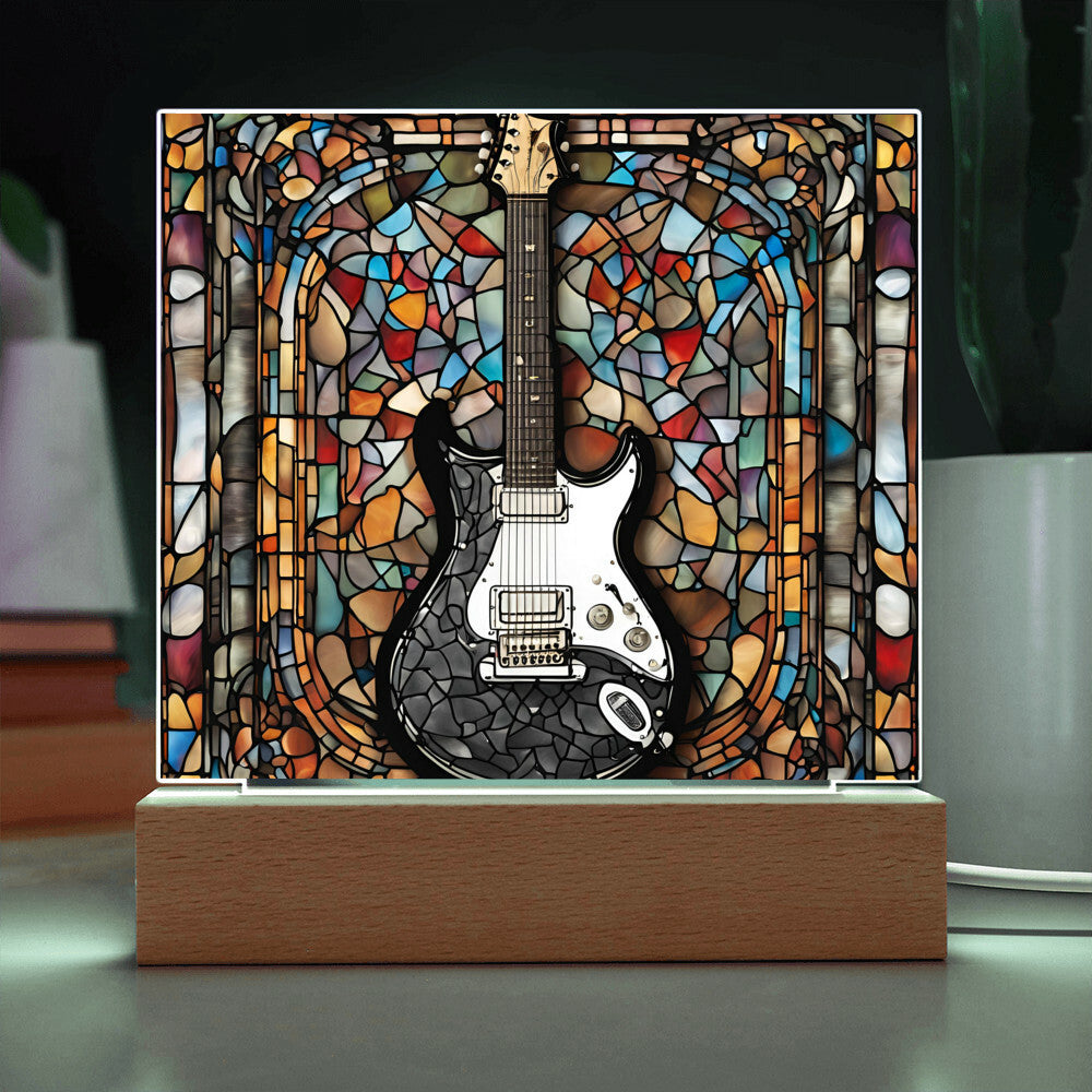 Acrylic Guitar Stained Glass Acrylic Plaque, Guitar Nightlight, Guitar Lover Gift, Guitar Player Gift, Guitar Picture Plaque, Music Lover-[Heartfelt Family Gift]