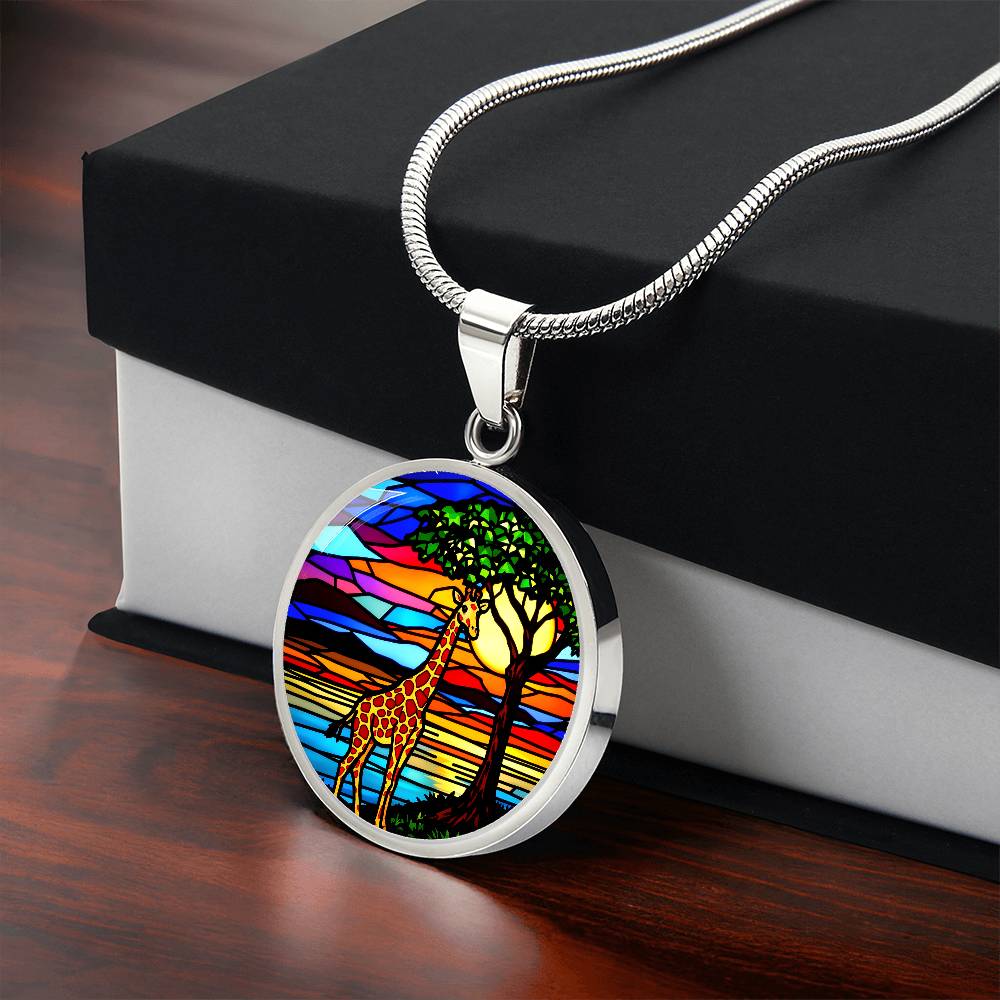 Giraffe Pendant Necklace, Stained Glass Style Jewelry, Nature Inspired Gift, Unique Giraffe Jewelry, Personalized Necklace, Gift for Her